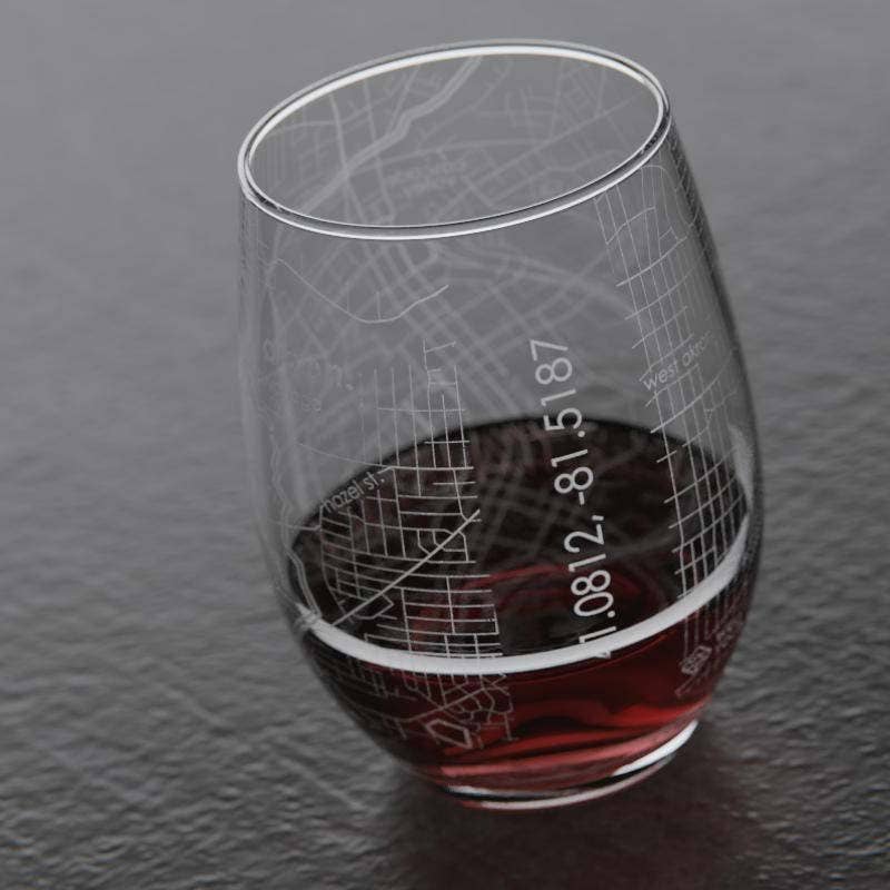 Zelienople Map Stemless Wine Glass Love, Annie