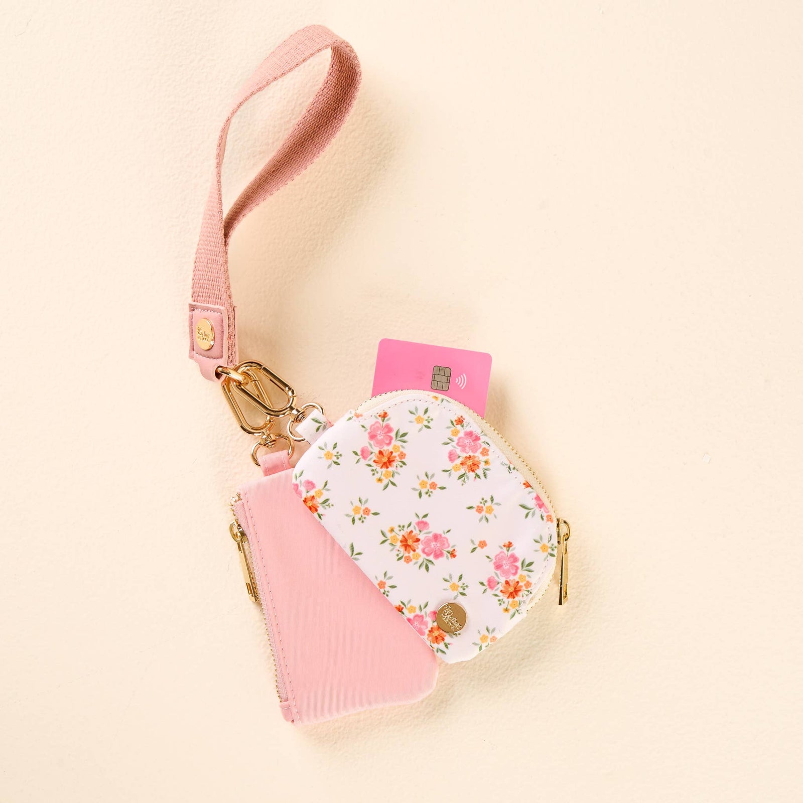 Dynamic Duo Pouch Wristlet-Pink floral