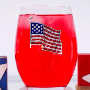 American Flag Stemless Wine Glass