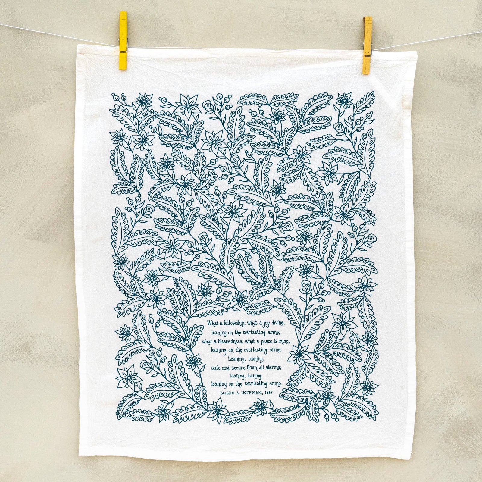 Leaning on the Everlasting Arms Hymn Tea Towel