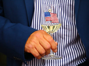 American Flag Jeweled Stemmed Wine Glass
