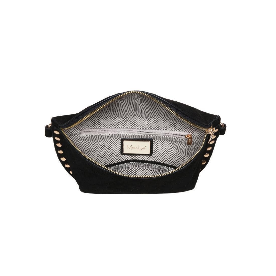 Gizelle-Suede Belt Bag: Black