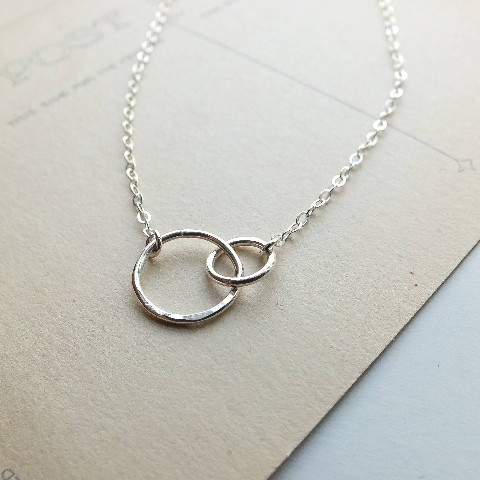Mother & Daughter Necklace - Linked Circles : Sterling Silver