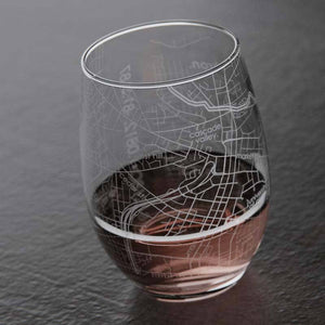Zelienople Map Stemless Wine Glass