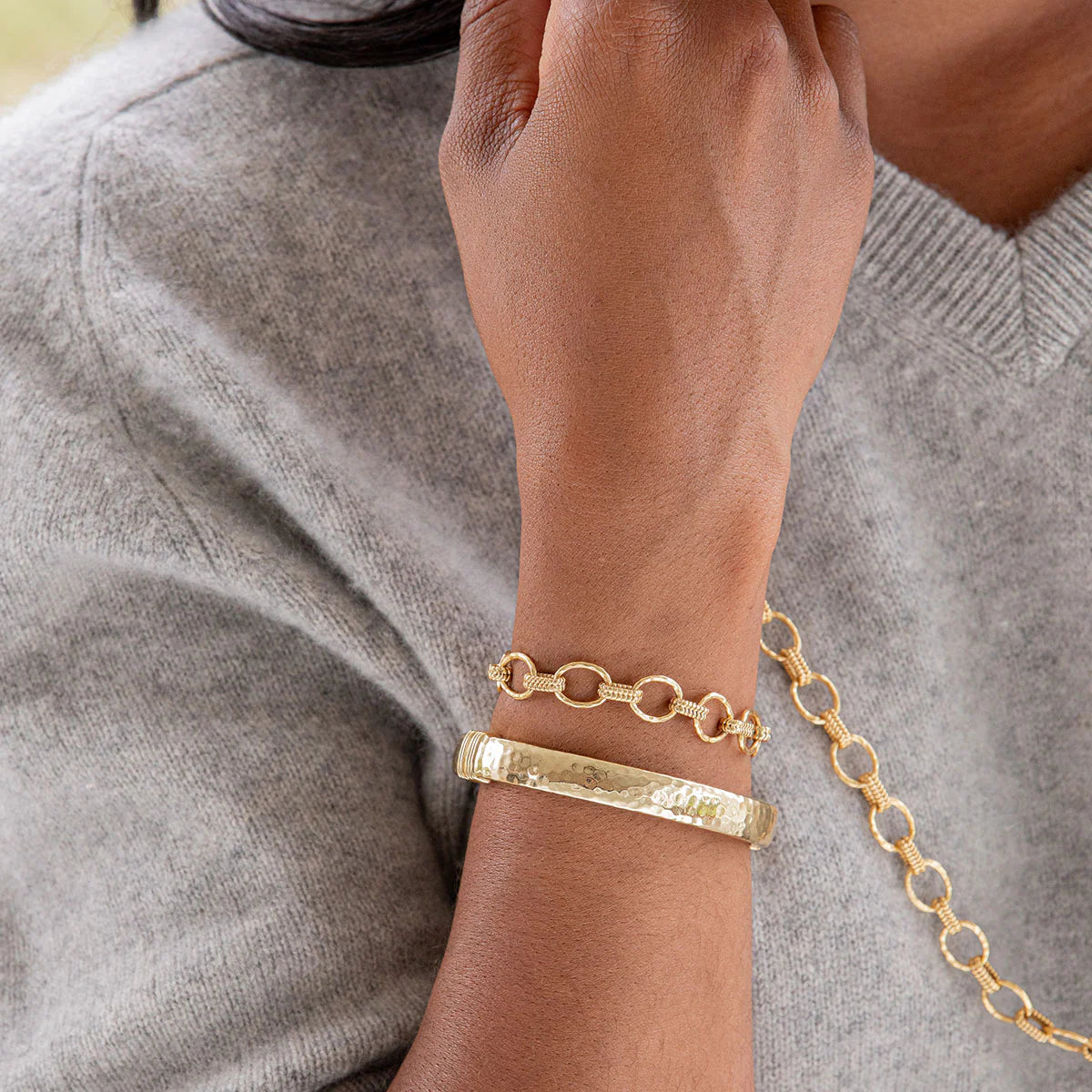 Cleopatra Small Link Bracelet, 7+1.5" - gold