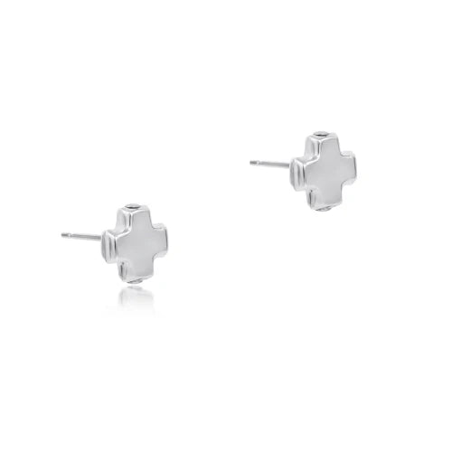 Signature cross sterling stud earrings