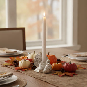 Antiqued Silver Turkey Taper Candleholder