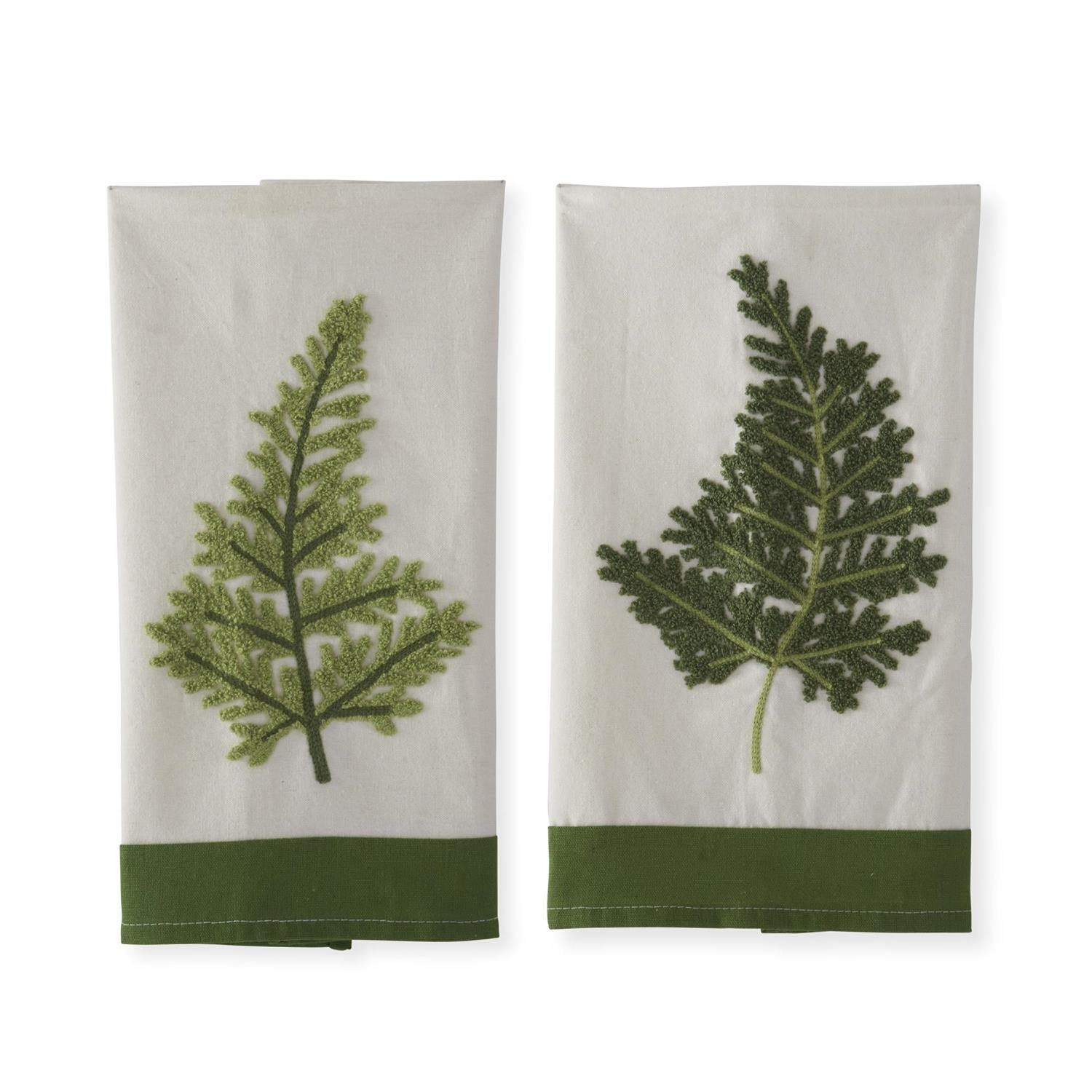 Embroidered Fern Guest Towel