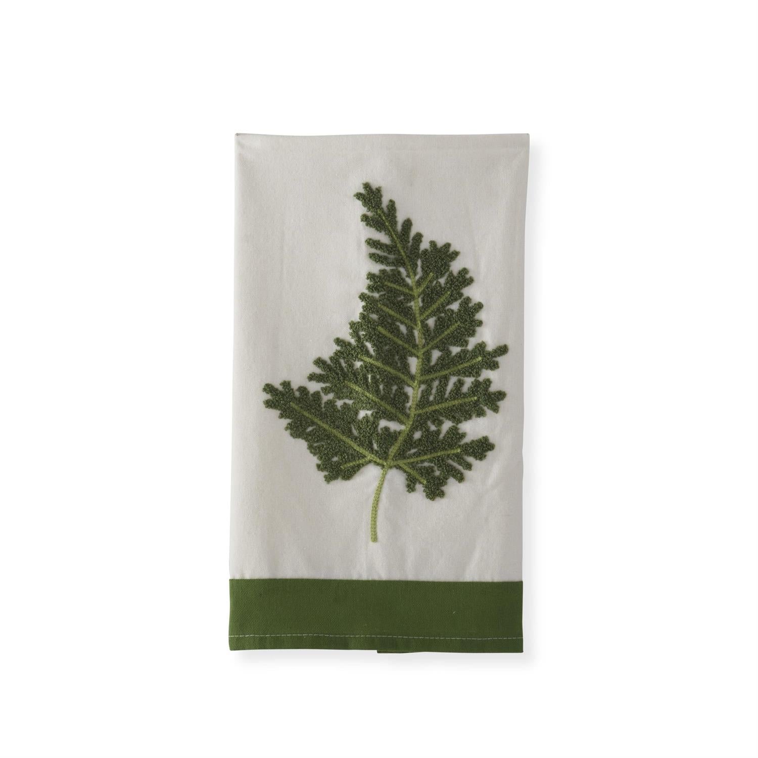 Embroidered Fern Guest Towel