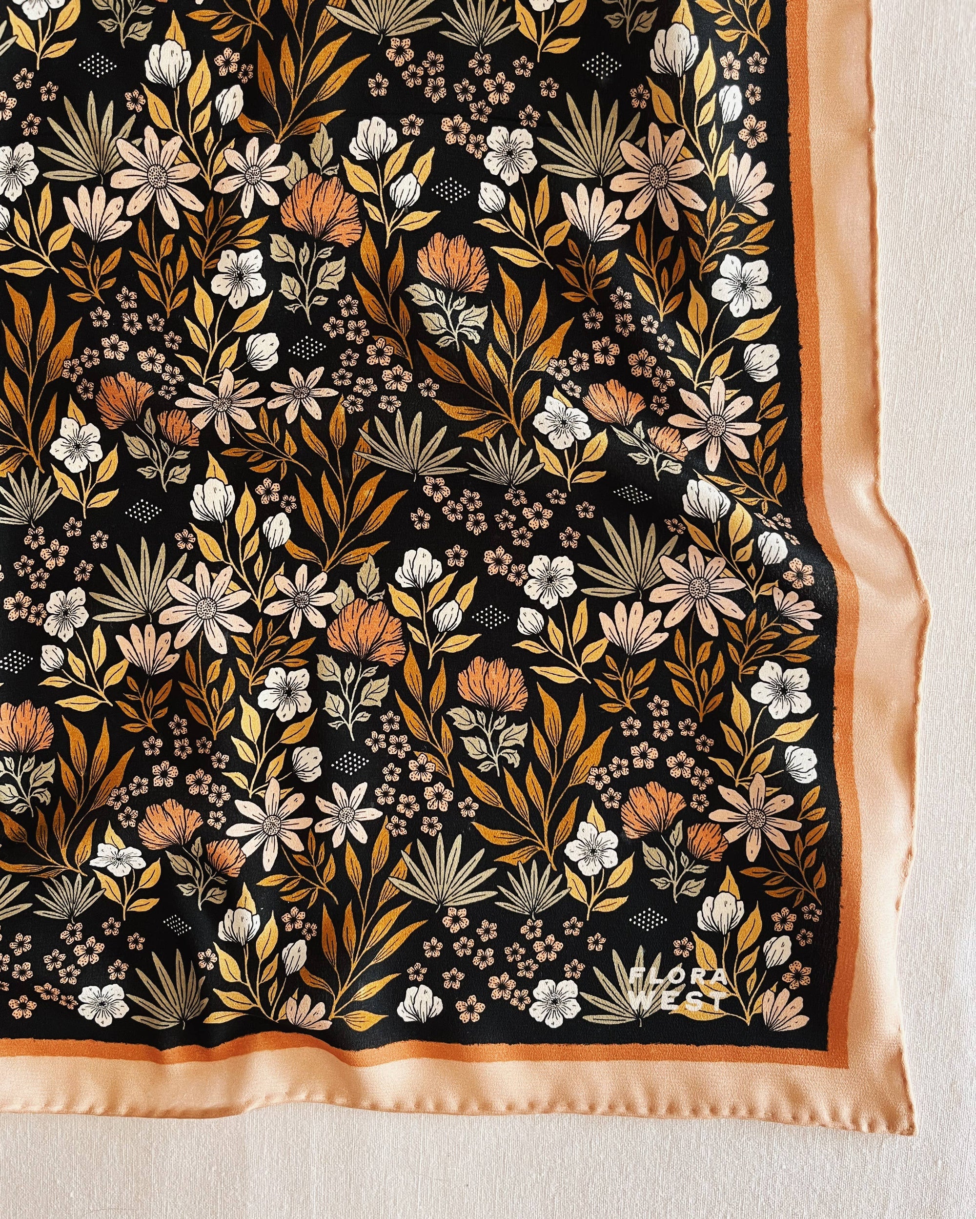 Silk Bandana Scarf -Midnight Garden