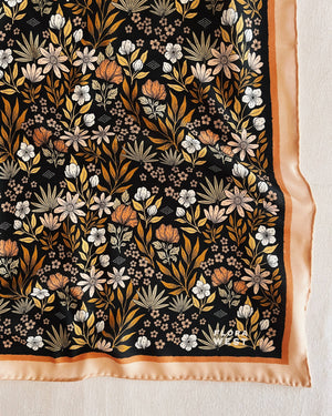 Silk Bandana Scarf -Midnight Garden