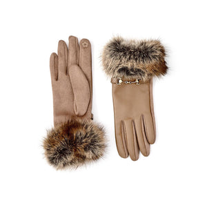 Vegan Leather Faux Fur Cuff Gloves