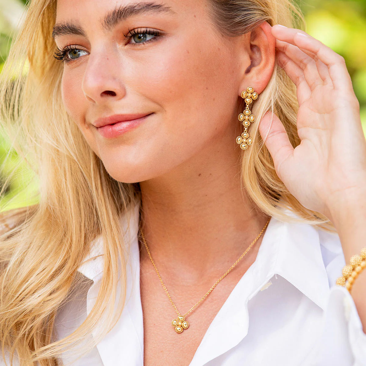 Berry Clover Station Necklace, 16"+2" - gold
