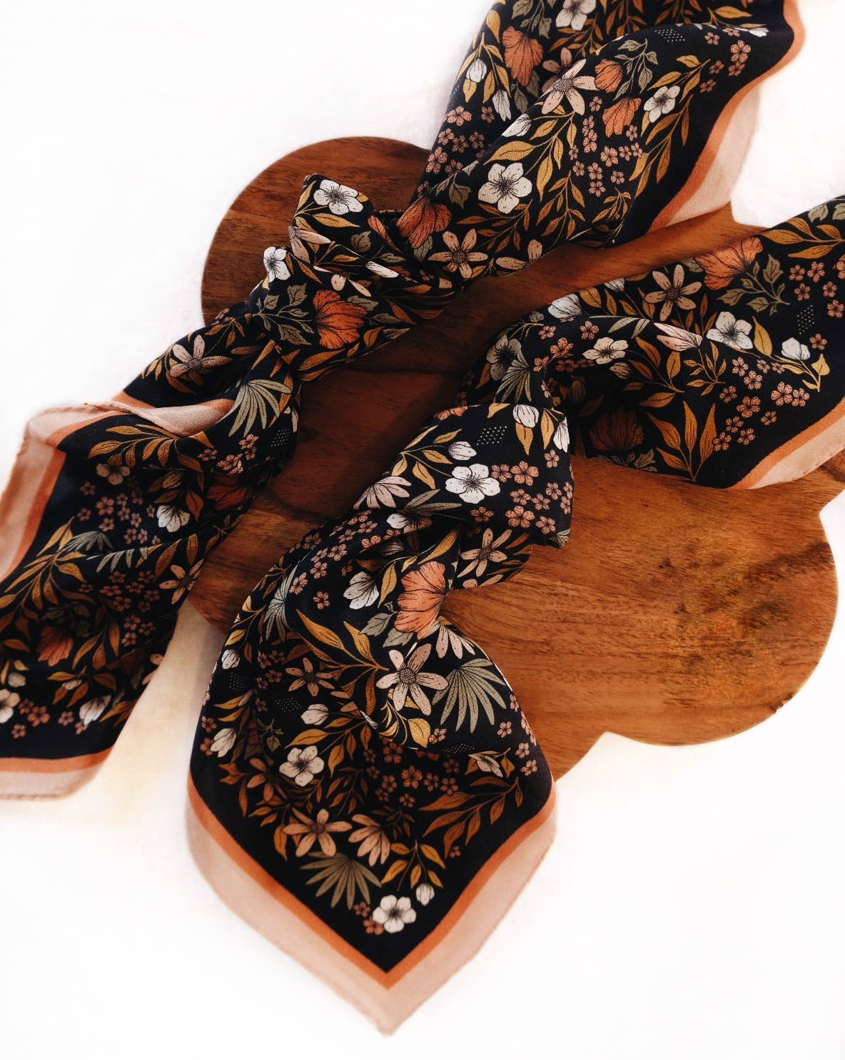 Silk Bandana Scarf -Midnight Garden
