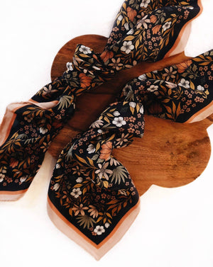 Silk Bandana Scarf -Midnight Garden