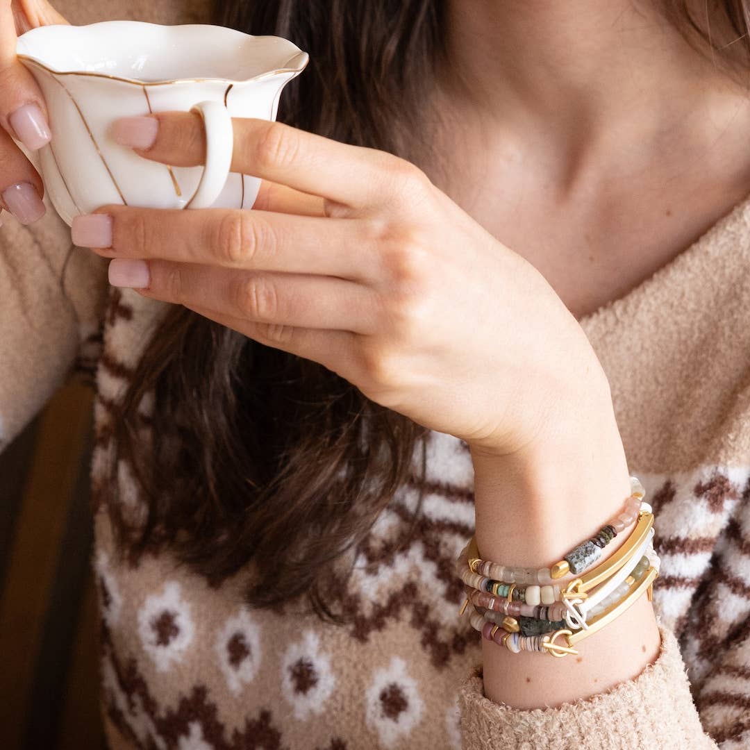Hidden Message Bracelet - Loved/Rhodochrosite/Gold