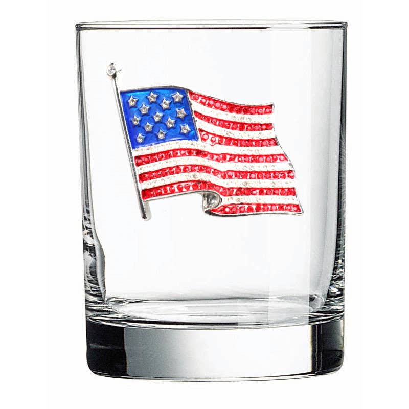 American Flag Old Fashioned Glass