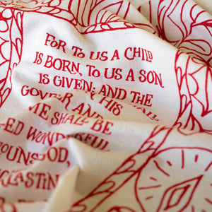 For to Us a Child Is Born Tea Towel
