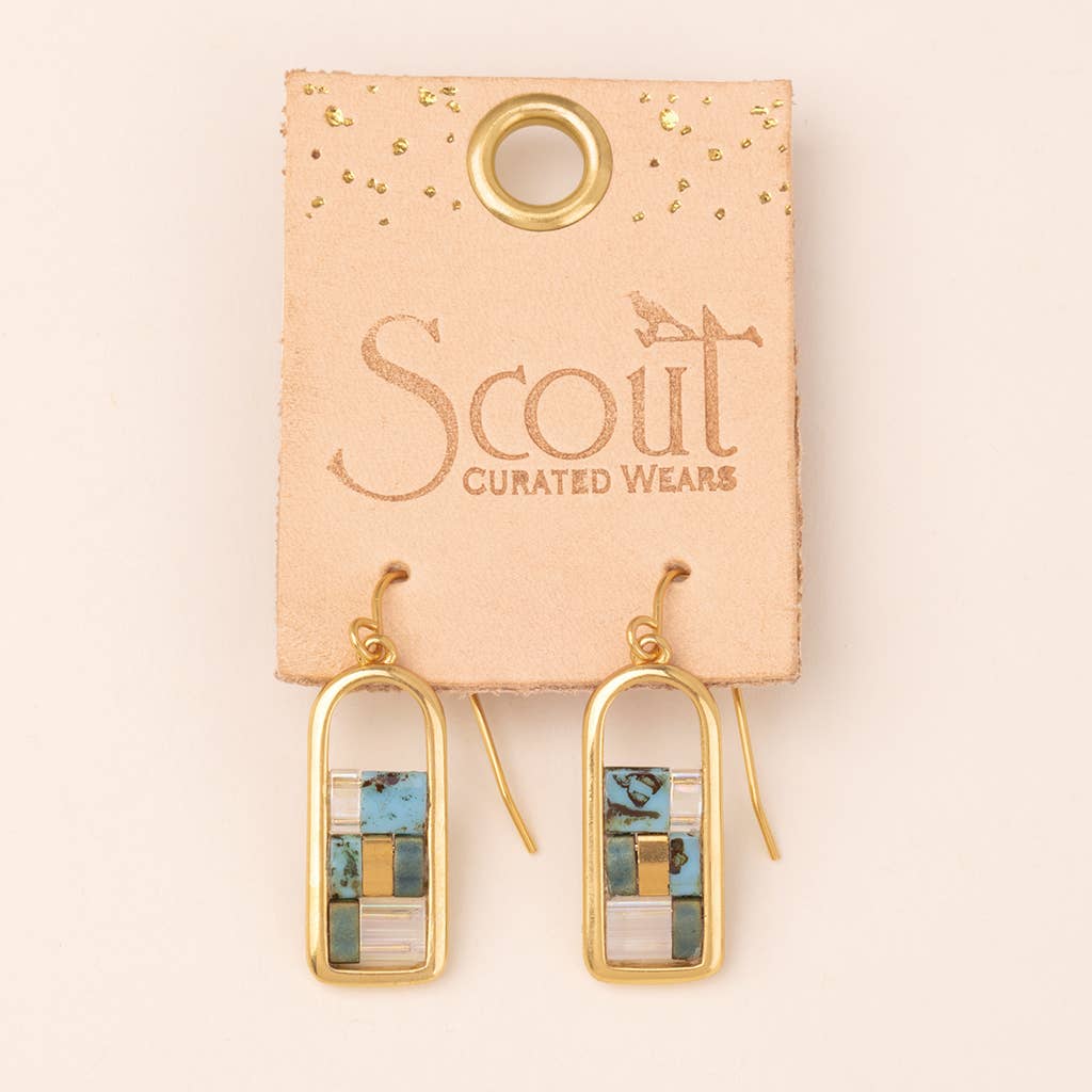 Miyuki Frame Earring - Turquoise/Gold