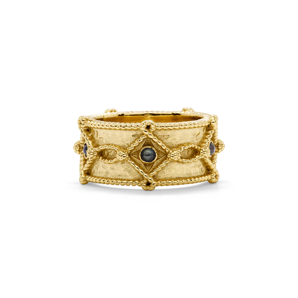 Victoria Ring Band - gold/blue labradorite