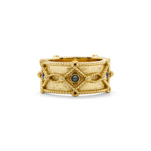 Victoria Ring Band - gold/blue labradorite