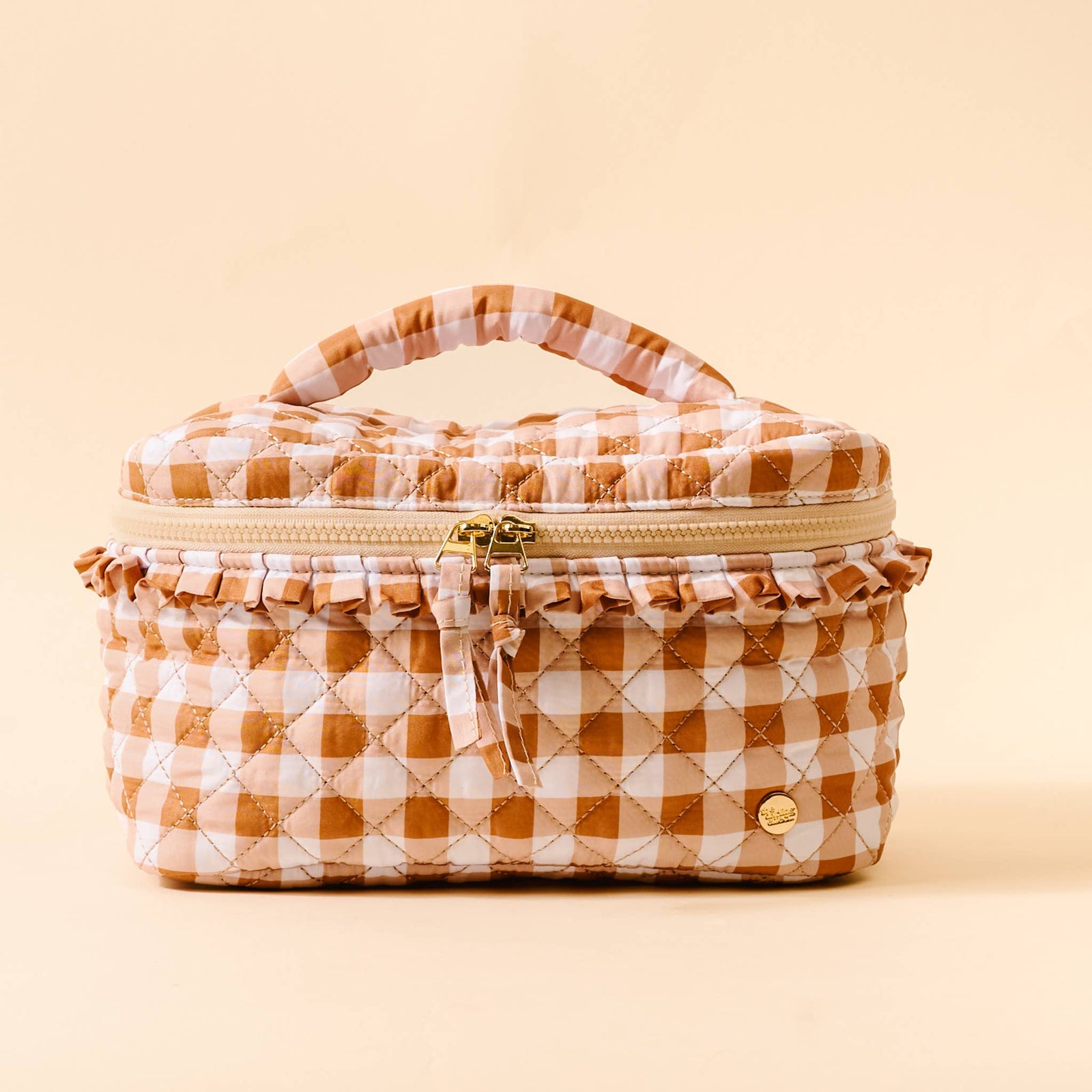 Quilted Cosmetic Bag-Maple Gingham