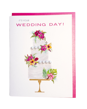 'Paradise Love' Tropical Wedding Cake Greeting Card