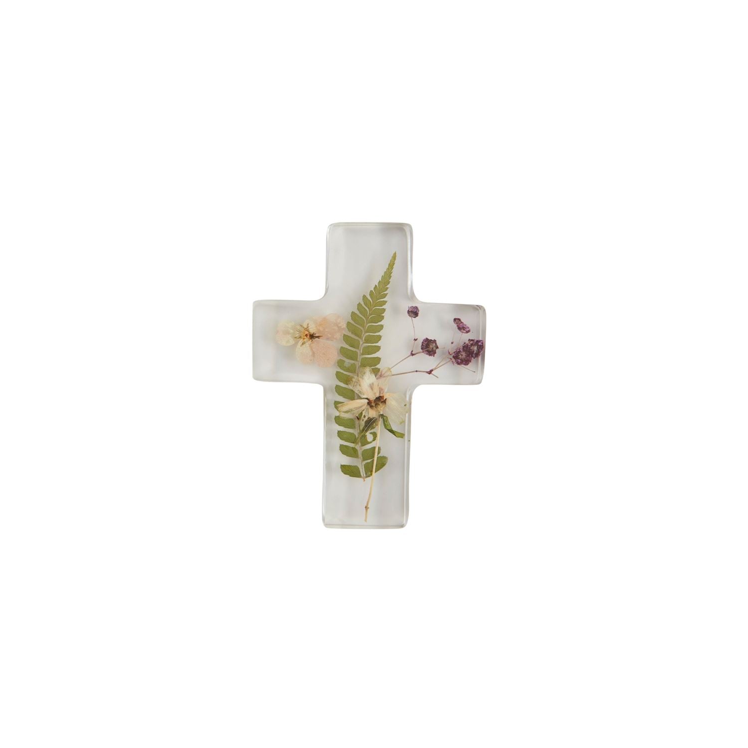 Dried Flower and Fern Resin Cross