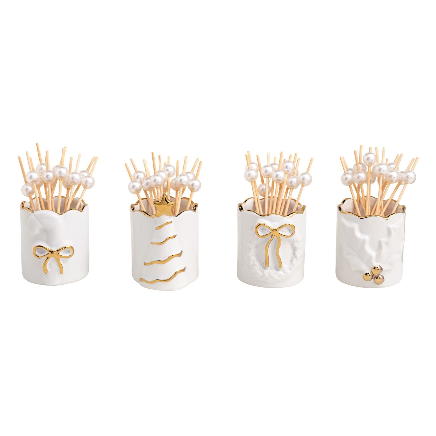 White and Gold Toothpick Set