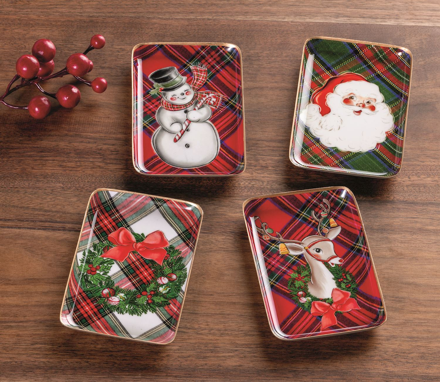Tartan Christmas Tidbit Tray