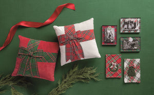 Green Tartan Bow Pillow