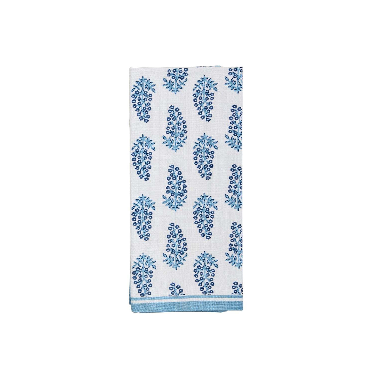 Blooms Blue Block Tea Towel