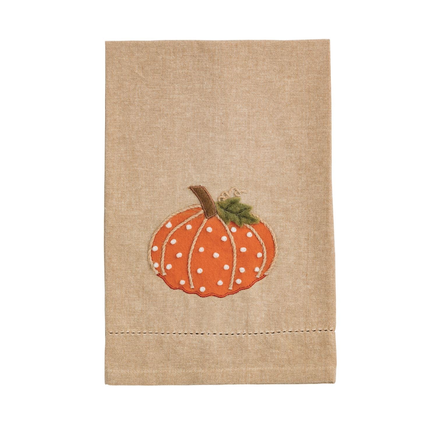 Orange Pumpkin French Knot Towel