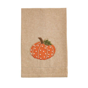 Orange Pumpkin French Knot Towel