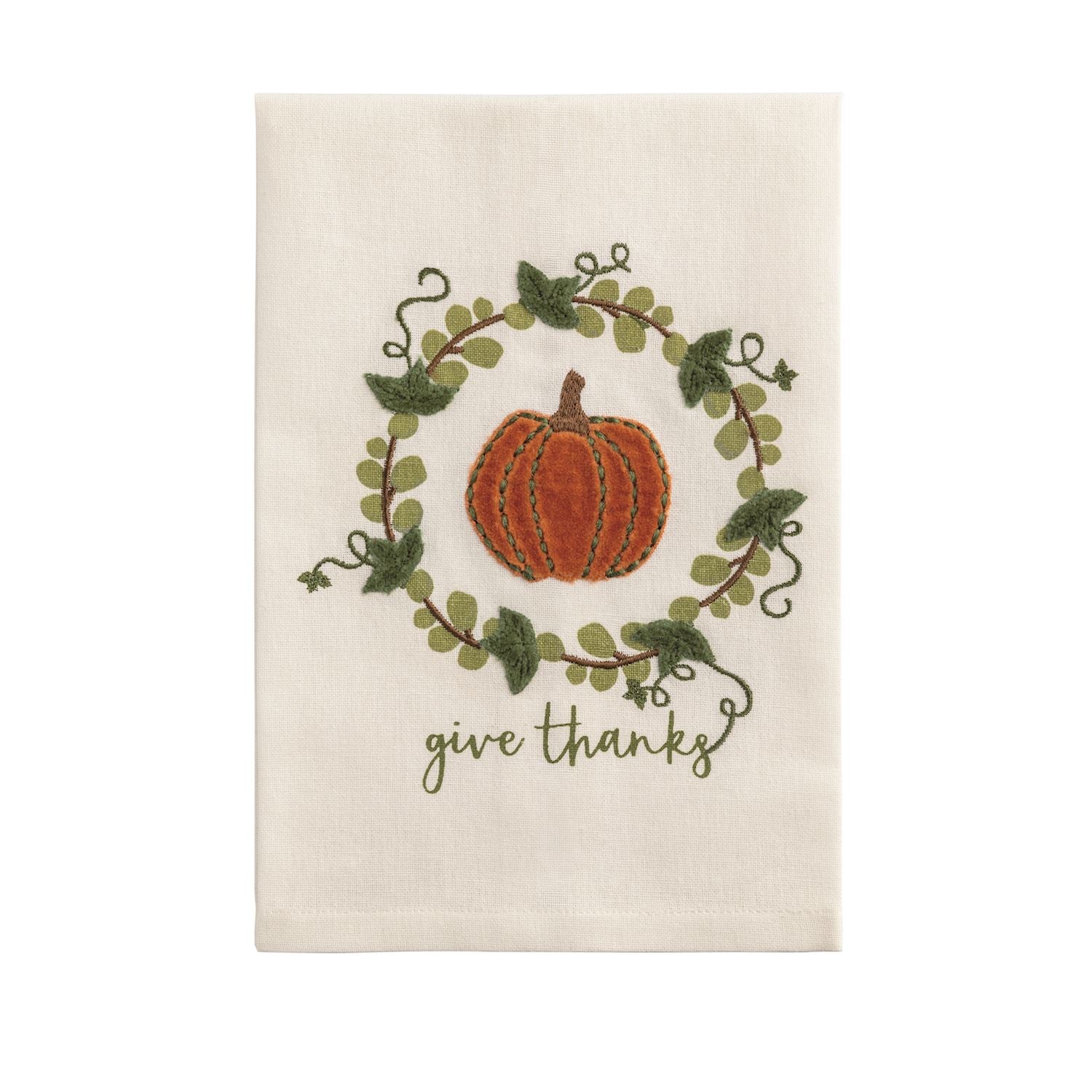 Velvet Wreath Pumpkin Tea Towel