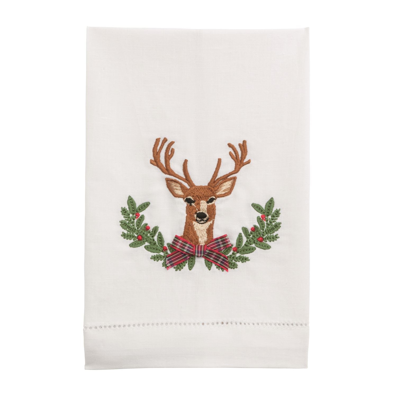 Christmas Deer Embroidered Towel