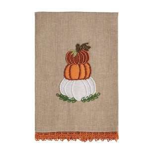 Stacked Pumpkins Beaded Embroidered Towel