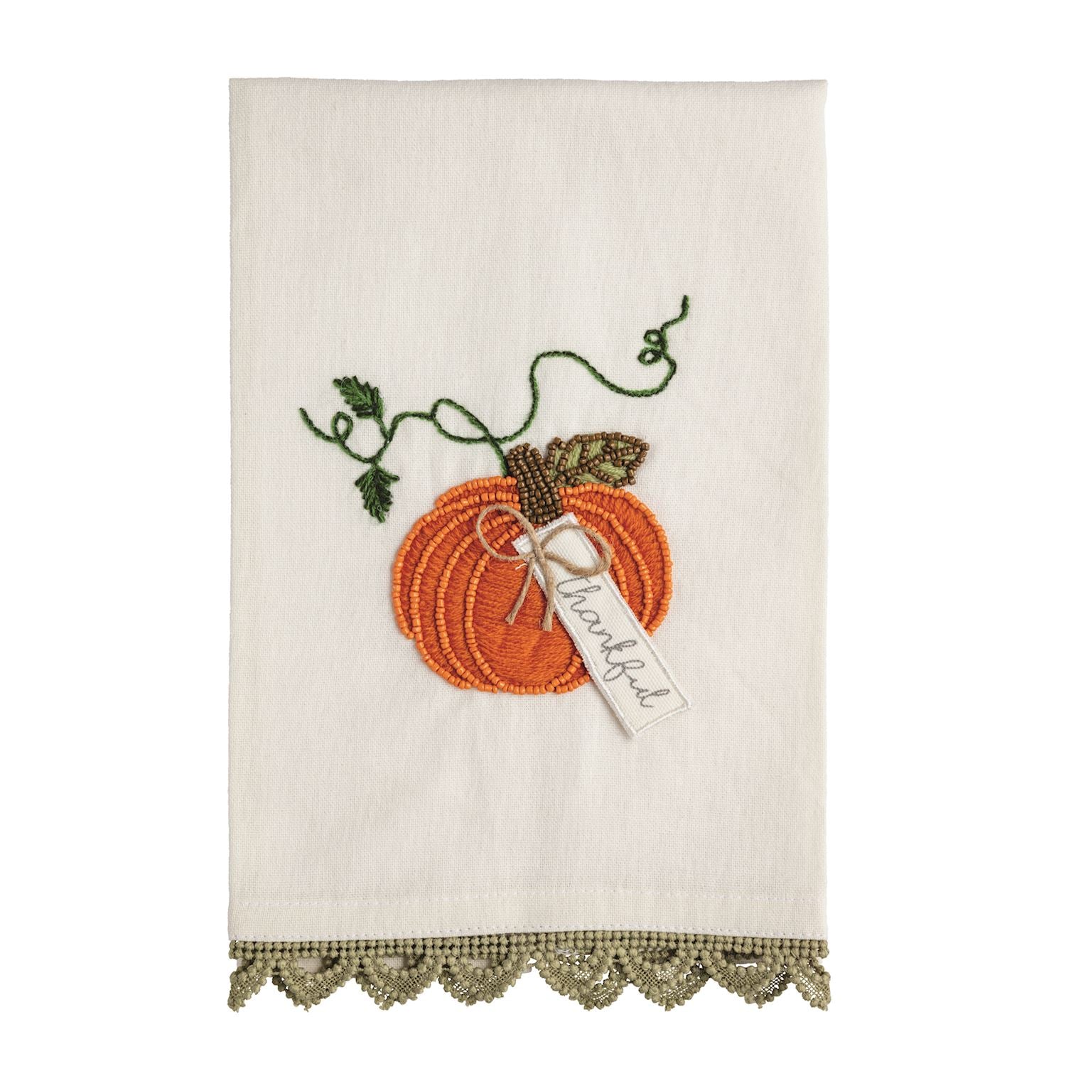 Pumpkin Beaded Embroidered Towel