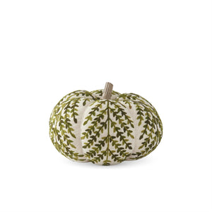 Cream & Green Foliage Knit Pumpkin