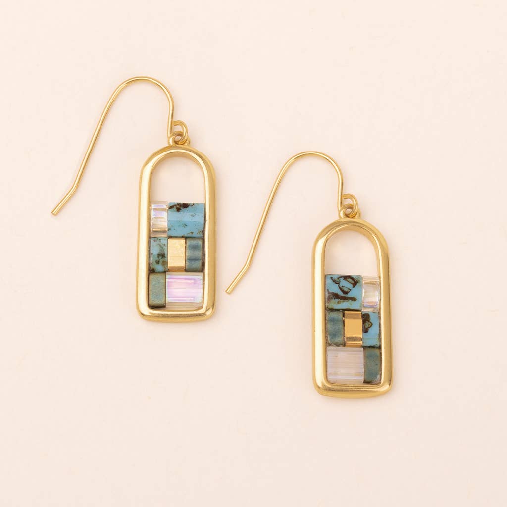 Miyuki Frame Earring - Turquoise/Gold