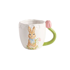 Pink Tulip Handle Mug