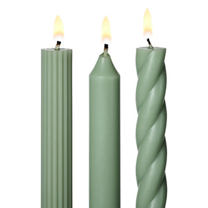 Assorted taper candles - sage