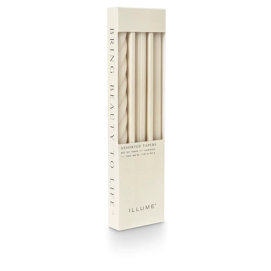 Assorted taper candles - driftwood