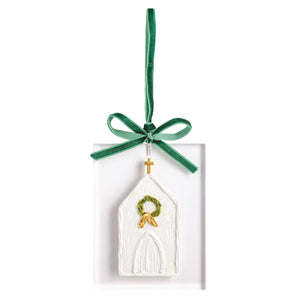 White Christmas Painted Acrylic Ornament