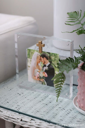 Gold Cross Acrylic Frame