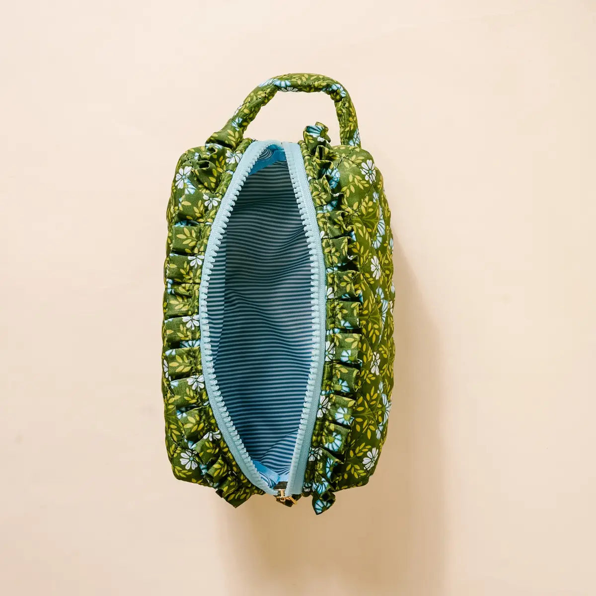 Essentials Quilted Cosmetic Pouch–Everbloom Forest Green