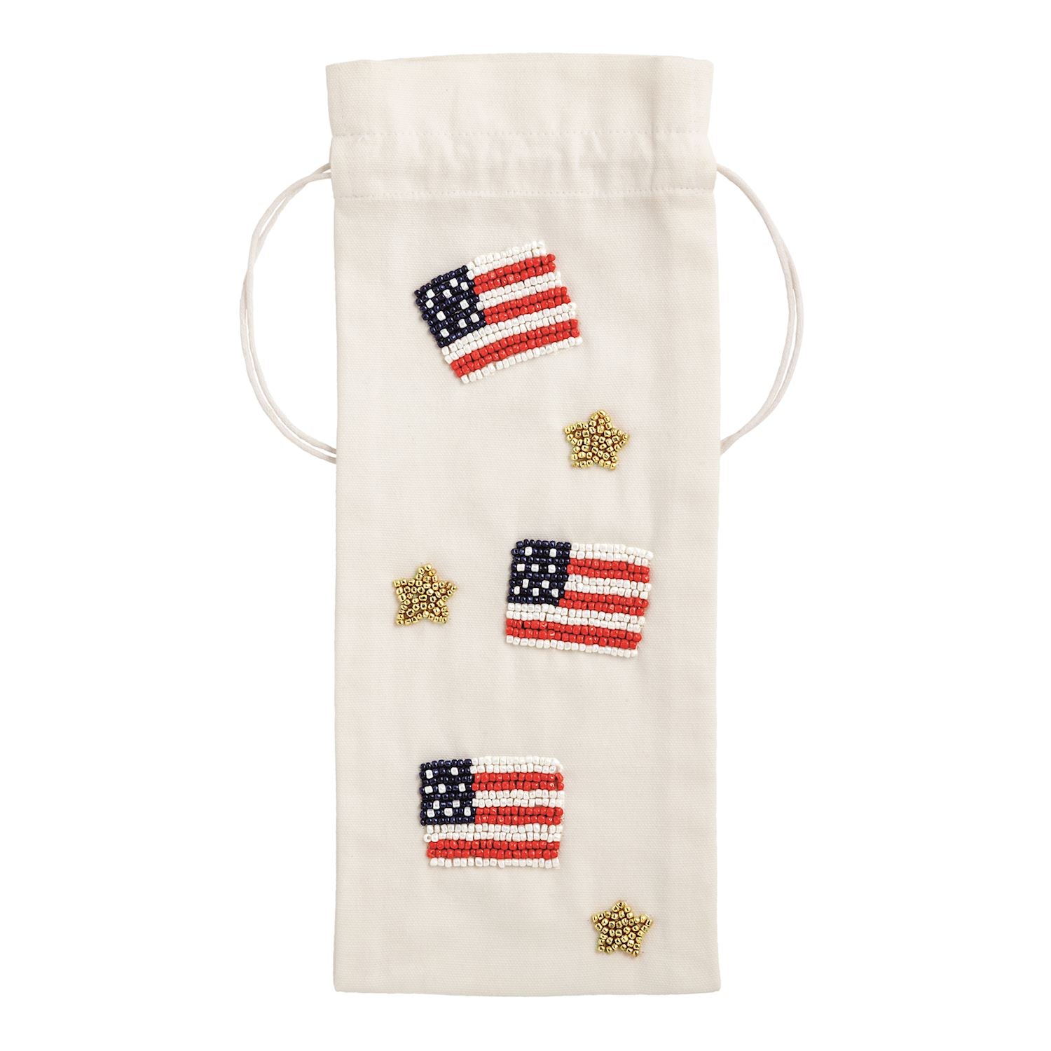 American Flag Beaded Wine Bag