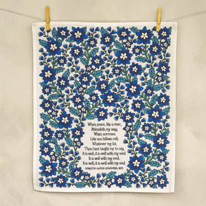 It Is Well Floral Hymn Tea Towel - Full Color