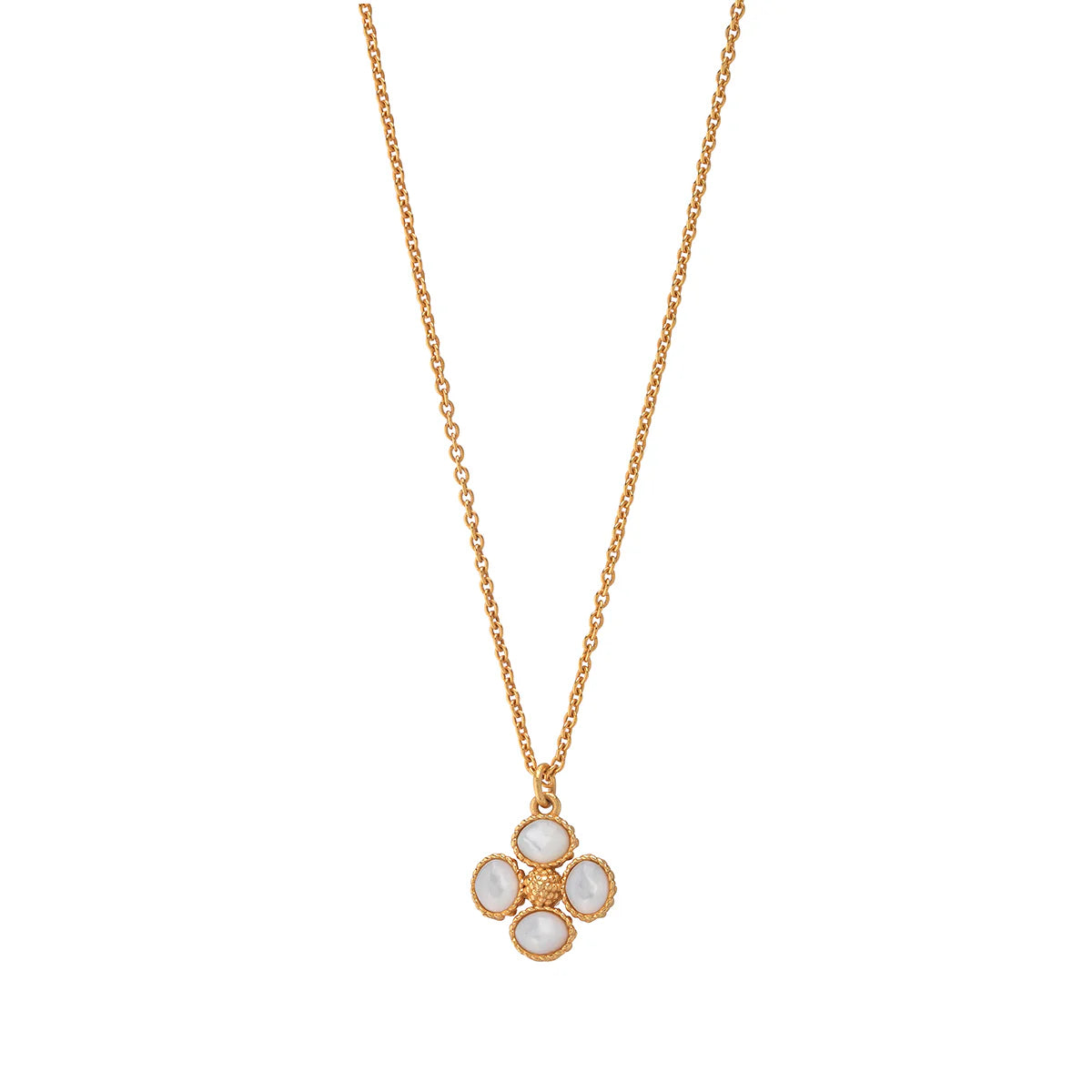 Berry Clover Double Sided Charm Necklace, 16"+2" - mother of pearl