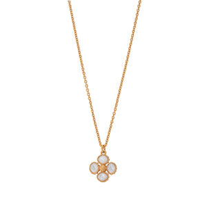 Berry Clover Double Sided Charm Necklace, 16"+2" - mother of pearl